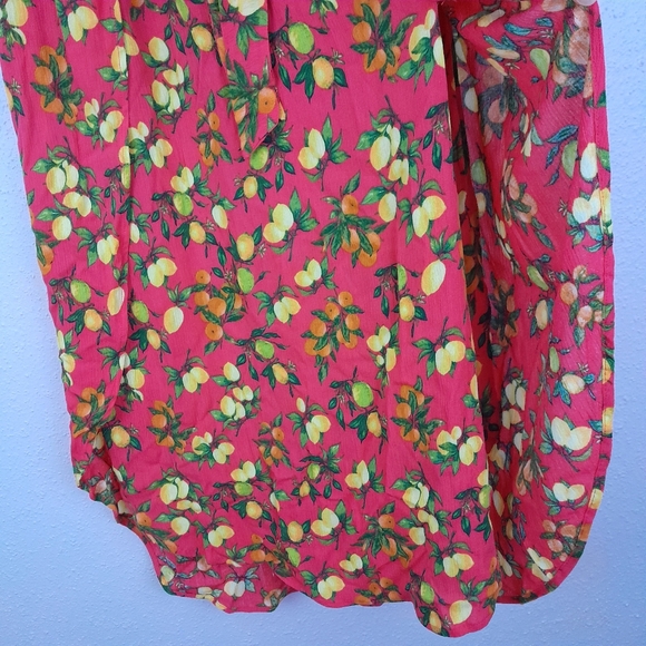 Signature Studio Lemon Citrus Print High Waist Maxi Skirt Pink Size Small - Picture 10 of 12